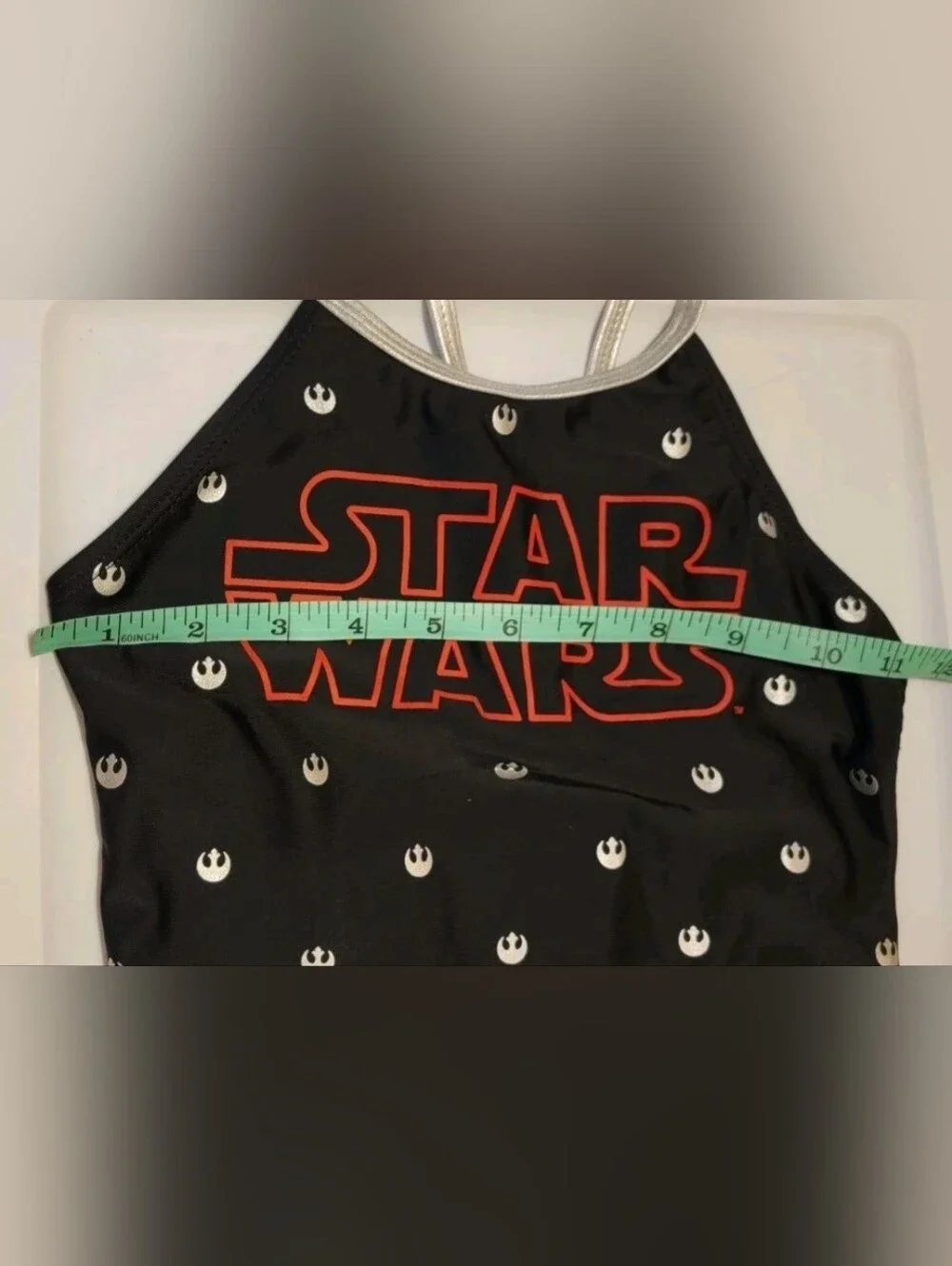 Star Wars Girls Black Red Silver Rebel Alliance Starbird Bathing Swim Suit MED